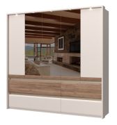 Armadio con ante a specchio Papauta 10 | Cashmere e rovere scuro | 226 x 232 x 60 cm | Illuminazione LED