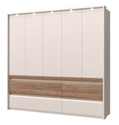 Armadio 5 ante Papauta 08 | Cashmere e rovere scuro | LED | 226 x 232 x 60 cm