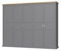Armadio battente Lotofaga 17 | Grigio/Noce | 227 x 291 x 59 cm | Design moderno e robustezza