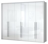 Armadio ante battenti Siumu 25 | Bianco lucido | 226x277x60 cm | Illuminazione LED inclusa