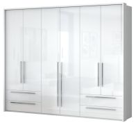 Armadio ante battenti con LED "Siumu" 34 | Bianco lucido | 226 x 277 x 60 cm | Design moderno