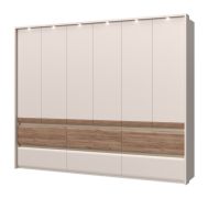 Armadio 6 ante Papauta 12 | Cashmere e rovere scuro | 226 x 277 x 60 cm | Illuminazione LED integrata