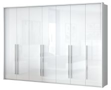 Armadio battente Siumu 26 | Bianco lucido | 226 x 322 x 60 cm | LED integrato