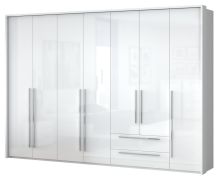Armadio con ante battenti e cornice Siumu 37 | Bianco lucido | 226 x 322 x 60 cm | Design moderno