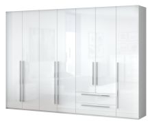 Armadio ante battenti Siumu 37 | Bianco lucido | 224 x 317 x 56 cm | Design moderno e qualità