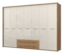 Armadio battente con cornice Gataivai 51 | Beige lucido/Noce | 224x272x56 cm | Spazio ottimale