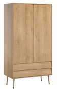 Armadio Peetu 02 rovere | 191 x 100 x 55 cm | Design moderno senza maniglie | Ampio spazio salvaspazio