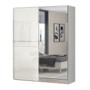 Armadio scorrevole Siumu 06 | Beige lucido | 224 x 182 x 61 cm | Design moderno e qualità
