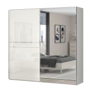 Armadio scorrevole Siumu 08 | Beige lucido | 224 x 230 x 61 cm | Design moderno e spazioso
