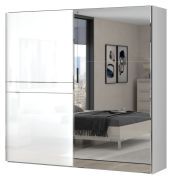 Armadio scorrevole Siumu 08 | Bianco lucido | 224 x 230 x 61 cm | Design moderno e funzionale