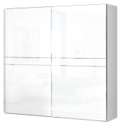 Armadio scorrevole Siumu 07 bianco lucido | 224 x 230 x 61 cm | Design moderno e funzionale