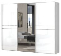 Armadio scorrevole Siumu 10 | Bianco lucido | 224 x 272 x 61 cm | Design moderno e funzionale