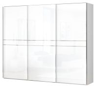Armadio scorrevole Siumu 09 | Bianco lucido | 224 x 272 x 61 cm | Massima capacità e stile moderno