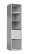 Scaffale Alwiru 07 | Bianco pino e grigio | 197 x 50 x 44 cm | 2 cassetti | Stile moderno
