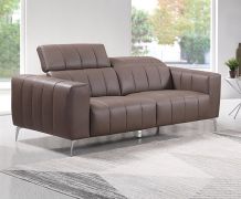 Divano Premium "Roma" in vera pelle, 3 posti, beige-marrone