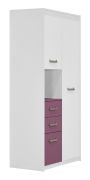 Armadio per cameretta "Koa" 05 | Bianco e viola | 203 x 96 x 52 cm | Design moderno e stabile