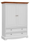 Armadio Gyronde 33 in pino massello | Bianco e rovere | 147 x 108 x 45 cm | Stile country, Soft Close
