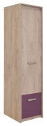 Armadio cameretta Koa 01 | Rovere e viola | 203 x 50 x 52 cm | Design moderno e compatto