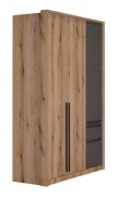 Armadio con ante battenti "Cerdanyola" 02 | Rovere e grigio | 216 x 147 x 56 cm | Design moderno e spazioso