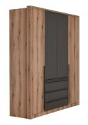 Armadio a battente Cerdanyola 01 | Rovere e Grigio | 216 x 195 x 56 cm | Design moderno