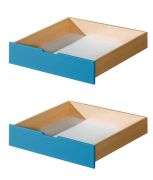 Cassettoni estraibili per letto Milo | Set 2 pezzi | Naturale/Blu | Pino massello | 15 x 86 x 78 cm