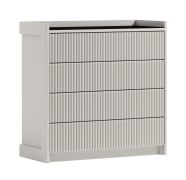 Cassettiera 4 cassetti cashmere | 90 x 90 x 40 cm | Chiusura ammortizzata | Push-to-open | Frontali scanalati | Vetro antisol