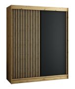 Armadio scorrevole Borgis 04A | Rovere Artisan e nero opaco | 200 x 180 x 62 cm | Design moderno e funzionale