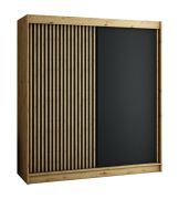 Armadio Borgis 05A con ante scorrevoli | Rovere Artisan e nero opaco | 200 x 200 x 62 cm