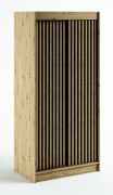Borgis 01B armadio con ante scorrevoli | Rovere Artisan e nero opaco | 200 x 100 x 62 cm