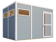 Casetta da giardino Basel 03 incl. pavimento, laccato grigio chiaro - elemento 19 mm casetta da giardino, superficie utile: 7,70 m², tetto piano