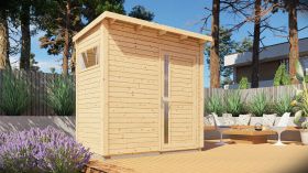 Casetta da giardino Kiel 01 incl. pavimento, finitura naturale - Casetta da giardino prefabbricata da 19 mm, superficie utile: 2,60 m², tetto a una falda