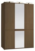 Armadio guardaroba "Fazenda" 02 | Rovere parzialmente massello | Marrone scuro | 222 x 115 x 61 cm | Ante con specchio e Soft Close
