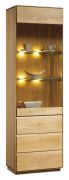 Vetrina Fazenda 03, colore: naturale, parzialmente in rovere massiccio - 199 x 61 x 41 cm (A x L x P)