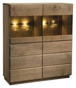 Vetrina Fazenda 19, colore: marrone scuro, parzialmente in rovere massiccio - 137 x 119 x 41 cm (A x L x P)