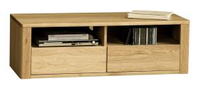 Mobile TV "Jussara" 06, finitura naturale, rovere parzialmente massello - 40 x 124 x 50 cm (h x l x p)