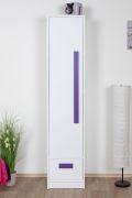 Armadio Cameretta "Walter" 04 | Bianco lucido e viola | 191 x 40 x 40 cm | Design moderno e funzionale