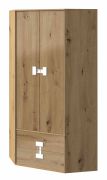 Armadio angolare Garian 02 | Rovere e bianco | 191 x 88 x 88 cm | Ante battenti e cassetti