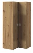 Armadio angolare cameretta Garian 03 | Rovere e bianco | 191 x 80 x 90 cm | Ante battenti e spazi organizzati