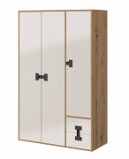 Armadio cameretta "Garian" 04 | Rovere, bianco, grigio | 191 x 120 x 50 cm | Ampio spazio e design moderno