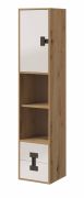 Armadietto per cameretta "Garian" 06 | Rovere, Bianco lucido e Grigio | 191 x 40 x 40 cm | Design moderno