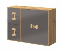 Cassettiera Garian 08 per cameretta | Rovere e grigio lucido | 86 x 118 x 40 cm | Design moderno e funzionale