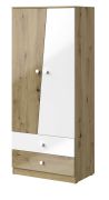 Armadio camera con ante battenti "Sirte" 01 | Rovere e bianco lucido | 190x80x50 cm | Design moderno e funzionale