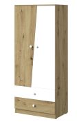 Armadio ante battenti Sirte 01 | Rovere e bianco opaco | 190 x 80 x 50 cm | Moderno e funzionale