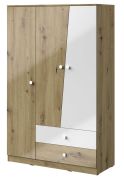 Armadio battente Sirte 03 | Rovere e bianco lucido | 190 x 120 x 50 cm | Design moderno e capiente