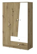 Armadio battente Sirte 03 | Rovere e Bianco Opaco | 190 x 120 x 50 cm | Design moderno e funzionale