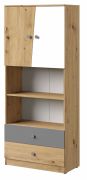 Armadio Sirte 04 | Rovere, Bianco, Grigio Opaco | 190 x 80 x 40 cm | Design Moderno e Funzionale