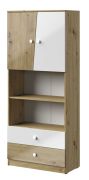 Armadio camera Sirte 04 | Rovere e bianco lucido | 190 x 80 x 40 cm | Design moderno e funzionale