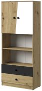Armadio Sirte 04 | Rovere, bianco e nero opaco | 190 x 80 x 40 cm | Design moderno e funzionale