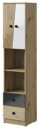Armadio Sirte 05 | Rovere, Bianco e Nero Lucido | 190 x 40 x 40 cm | Stile Moderno e Funzionale