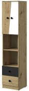 Armadio Sirte 05 | Rovere, Bianco e Nero Opaco | 190 x 40 x 40 cm | Design Moderno e Funzionale